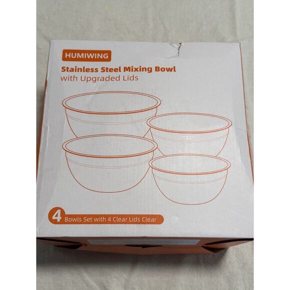 8-Piece STAINLESS STEEL MIXING BOWLS with Clear lids - BRAND NEW - Picture 2 of 4